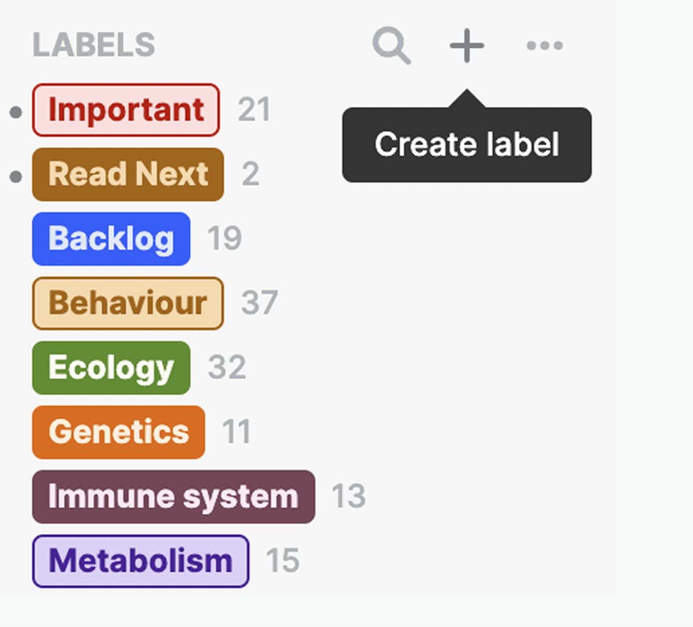 Add labels in the sidebar